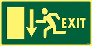 שלט פולט אור יציאה EXIT למטה 30 × 15 ס"מ