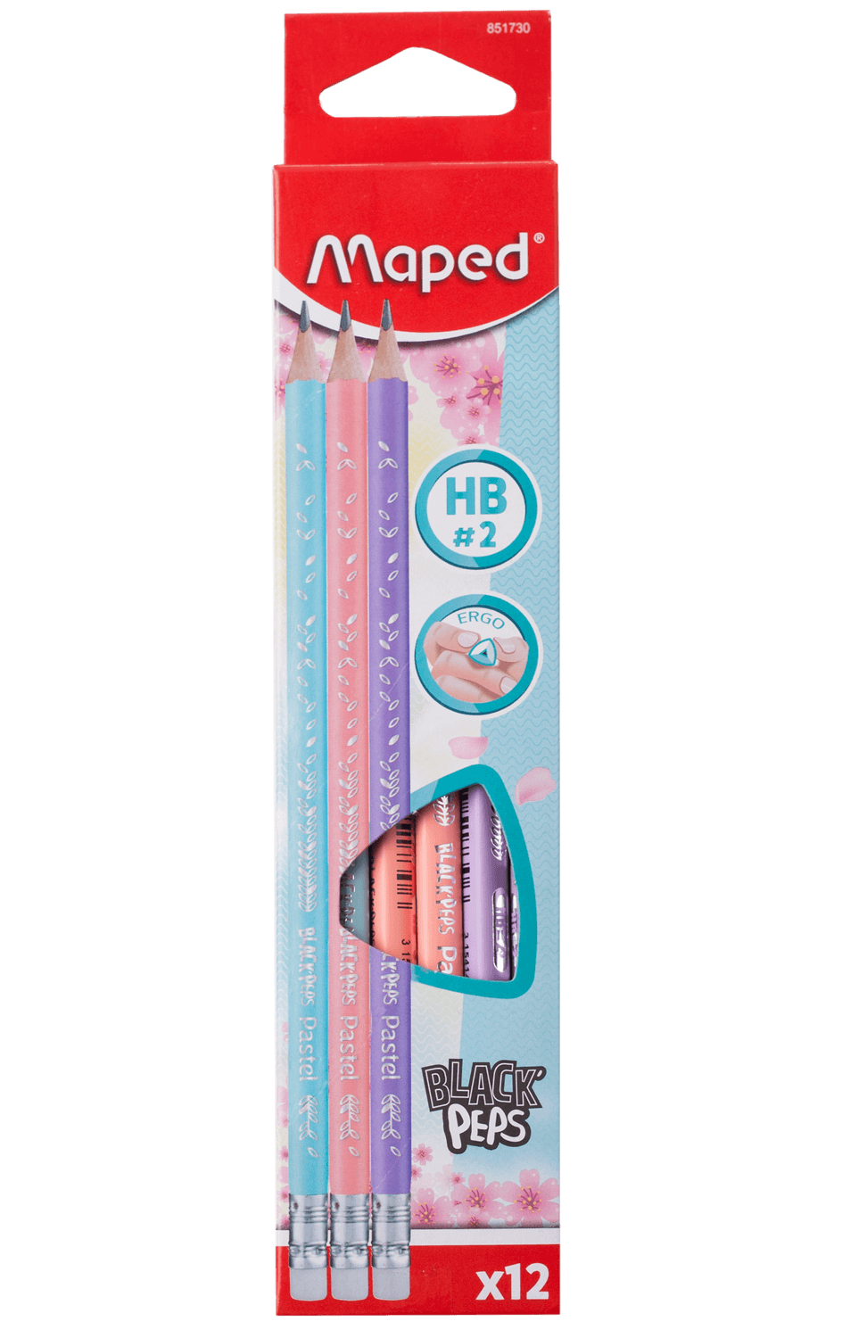 12 עפרונות כתיבה מבית MAPED , גווני פסטל