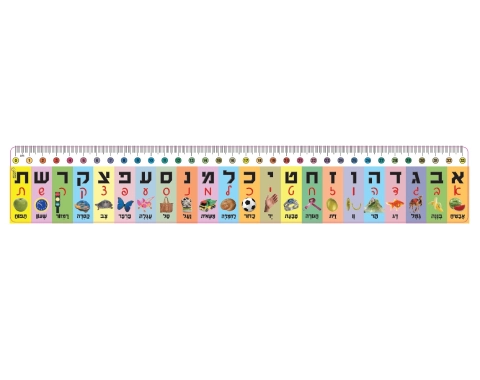 סרגל אות פותחת עברית צבעוני - 36 יח
