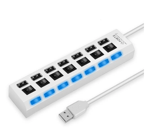 מפצל USB 2.0 ל-7 חיבורי USB2.0 בצבע לבן