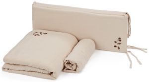 סט מצעים מעוצב 3 חלקים למיטת תינוק מתערובת פשתן - פטל