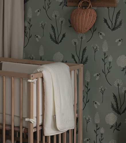 סט מצעים מעוצב 3 חלקים למיטת תינוק מתערובת פשתן - גן בוטני