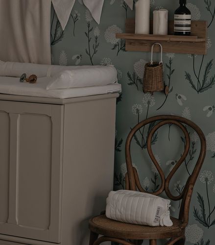 משטח החתלה עם מגן ראש לשידת החתלה מתערובת פשתן - גן בוטני