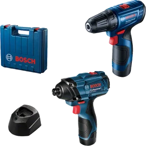 סט מברגות בוש 12v כולל 2 סוללות 2Ah, מטען ומזוודה דגם GDR+GSR 120-LI בוש