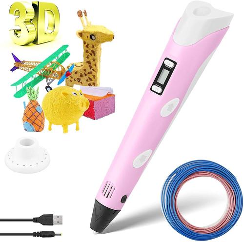 עט מדפיס ליצירות תלת מימד טעינה USB צבע ורוד