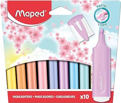 סט 10 טושי הדגשה בגווני פסטל MAPED GLITTER 