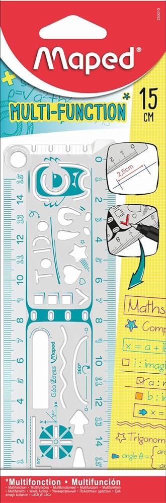 סרגל 15 ס"מ עם צורות MULTIFUNCTION RULER