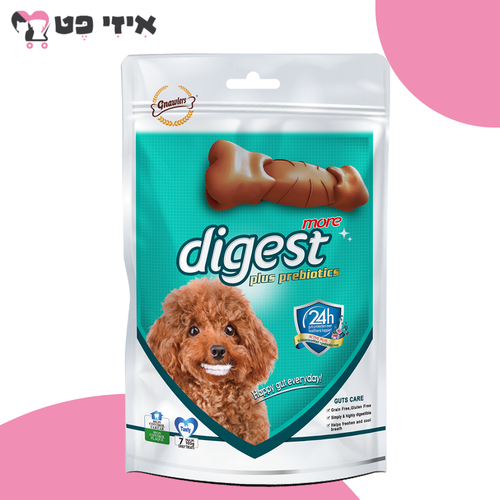 מור דיג'סט חטיף עצמות דנטלי עם פרוביוטיקה למערכת העיכול 105 גרם Gnawlers