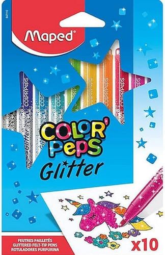 10 טושים צבעוניים מנצנים GLITTER FELT-TIP PENS