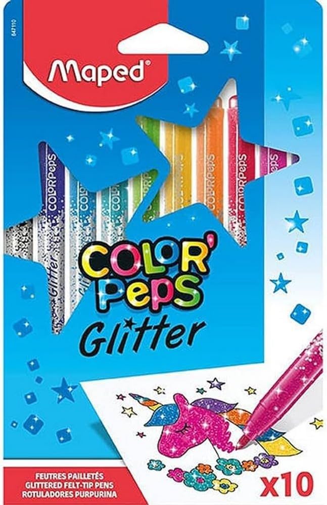 10 טושים צבעוניים מנצנים GLITTER FELT-TIP PENS