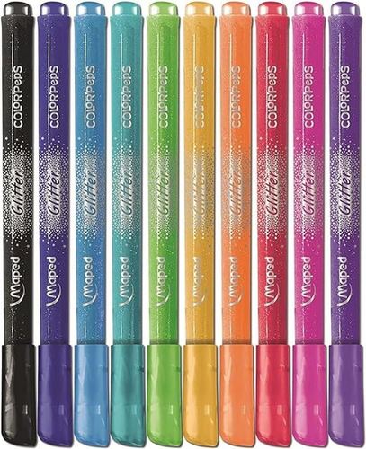 10 טושים צבעוניים מנצנים GLITTER FELT-TIP PENS