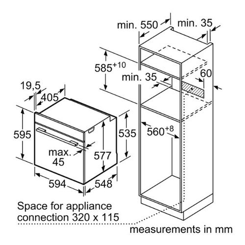 תנור בנוי פירוליטי 71 ליטר Bosch HBG7741W1 לבן