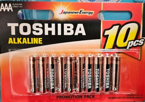 10 יחידות בחבילה סוללות AAA   Toshiba 