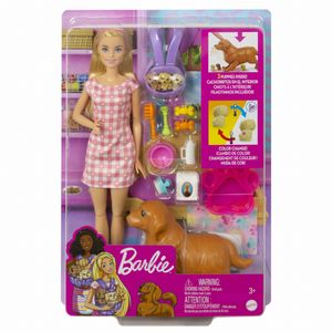 בובת ברבי מטפלת בכלבלב ובגורים - Barbie