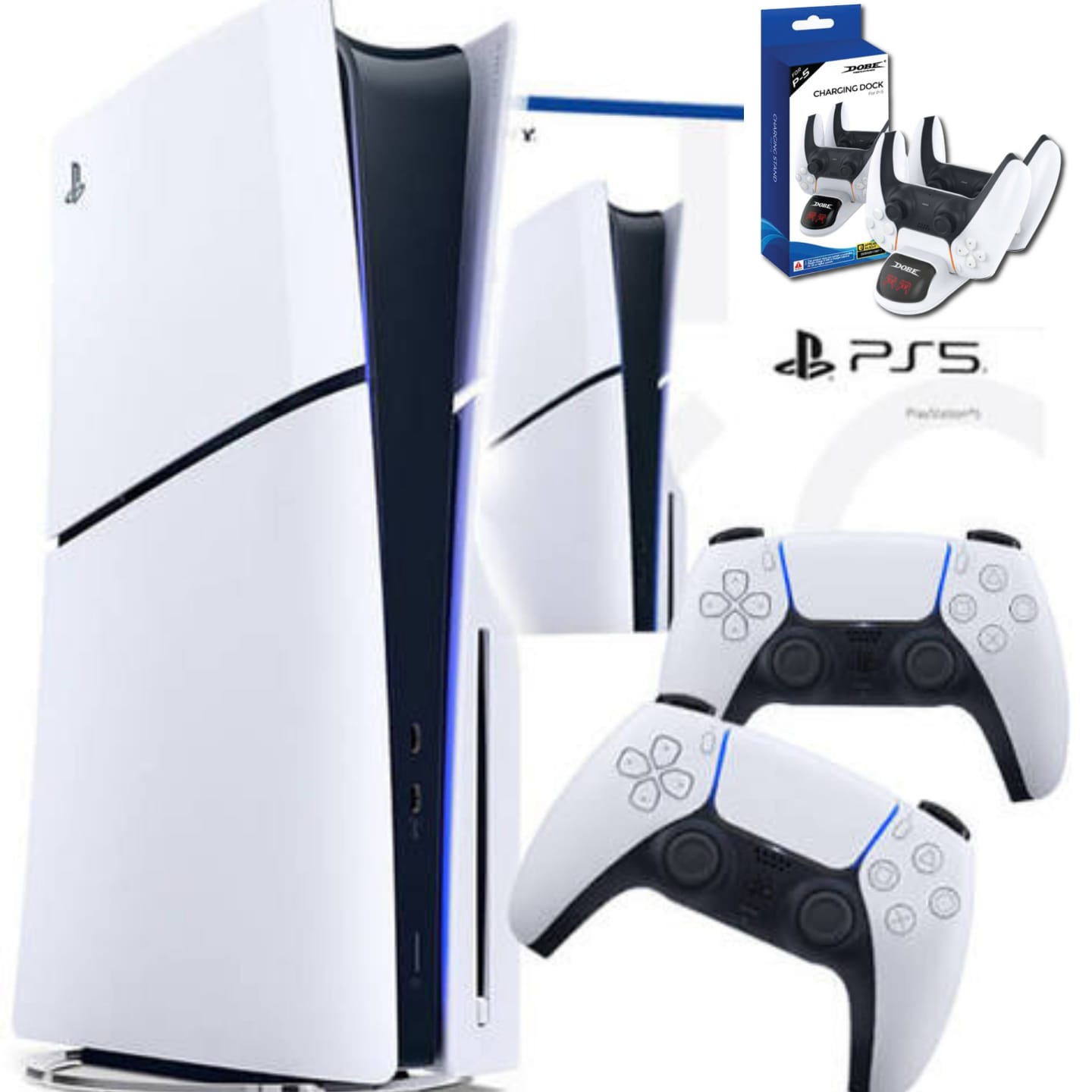 PS5 CONSOLE MGM PLAYSTATION 5 SLIM 1TB BLUERAY + 2 CONTROLLERS + DUAL CHAGER