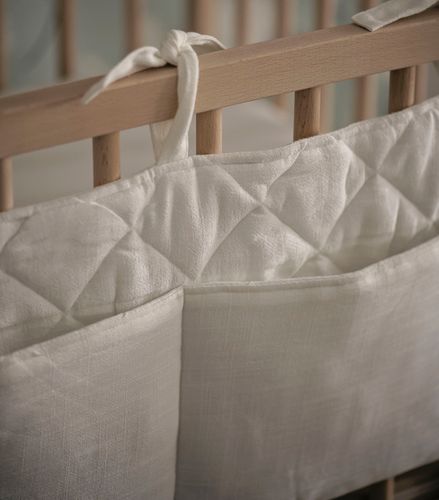 שק חיתולים לתלייה על מיטה או עריסת תינוק מתערובת פשתן - גן בוטני