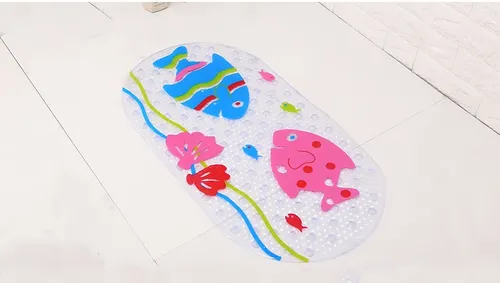 שטיח אמבטיה נגד החלקה ואקום דגם דגים מתוך קולקציית שטיחי בטיחות נגד החלקה לאמבטיה (זווית נוספת) - מתאים לשדרוג מראה האמבטיה בקלות ובמהירות