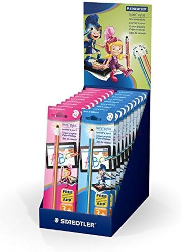 12 עפרונות ג'מבו סטילוס למסכי מגע NORIS STYLUS ( 6 ורודים, 6 כחולים)