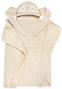 מגבת לתינוק עם כובע וקשירה לצוואר - ריקמה