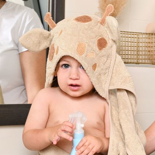 מגבת לתינוק עם כובע 100% כותנה - ג'ירפה