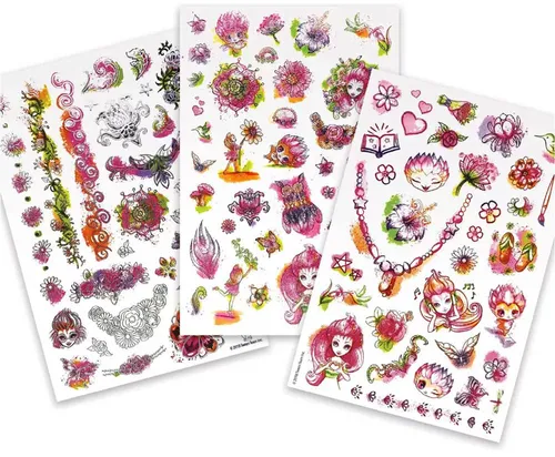 ערכה עם 100 קעקועים זמניים (מגוון עיצובים)