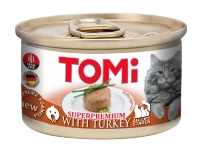 טומי Tomi - נתחי הודו לחתול - 85 גרם מבצע 10 יח בקניית 10 יח