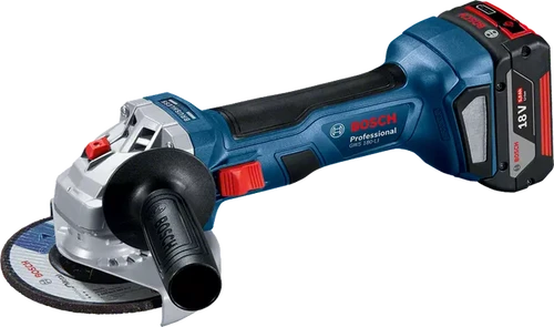 משחזת בוש נטענת 18V כולל 2 סוללות 18V 4Ah ומטען במזוודה דגם GWS 180 