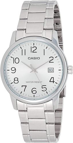Casio MTP-V002D-7B שעון אנלוגי סטנדרטי לגברים מפלדת אל-חלד תאריך כסף יומיומי