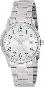 Casio MTP-V002D-7B שעון אנלוגי סטנדרטי לגברים מפלדת אל-חלד תאריך כסף יומיומי
