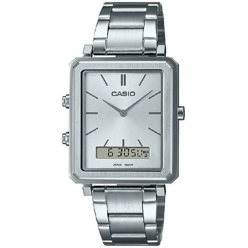 שעון יד אנלוגי-דיגיטלי לגברים רצועת Stainless Steel כסופה Casio MTP-B205D-7EDF