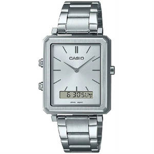 שעון יד אנלוגי-דיגיטלי לגברים רצועת Stainless Steel כסופה Casio MTP-B205D-7EDF