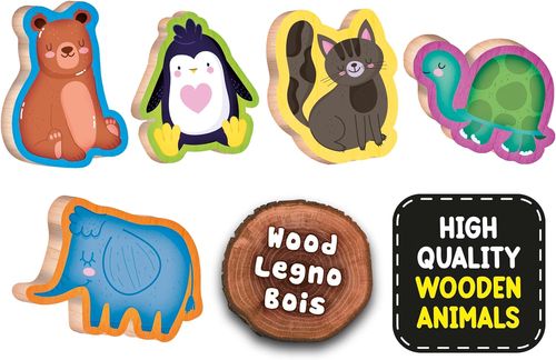 תיבת נוח תלת מימדית מעץ עם התאמת צורות 5 חיות