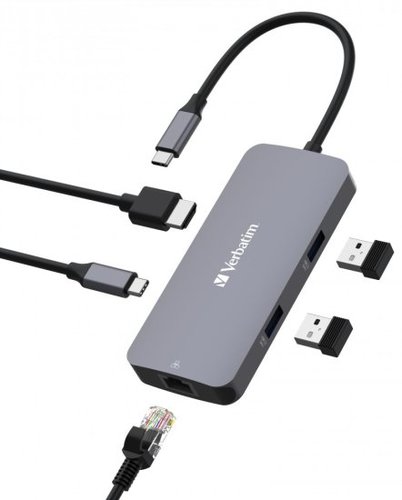 VERBATIM USB-C™PRO MULTIPORT HUB RJ45 | 2 x USB-A | USB-C® PD