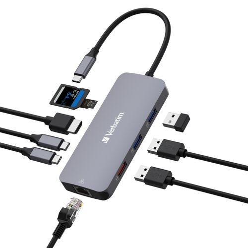 מולטיפורט VERBATIM USB-C PRO MULTIPORT HUB 9 PORT CMH-09