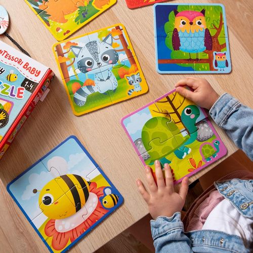 סט 6 פאזלים לפעוטות 4 חלקים עם חלקים מחוספסים למגע - חיות