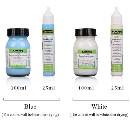 נוזל מיסוך מסקינג לצבעי מים Masking Fluid/Drawing gum (לבן/תכלת/25מ