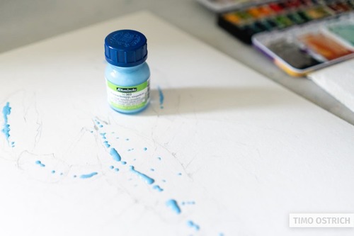 נוזל מיסוך מסקינג לצבעי מים Masking Fluid/Drawing gum (לבן/תכלת/25מ