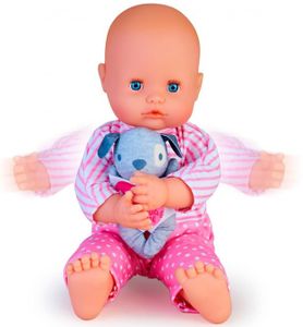 בובת תינוקת מחבקת עם בובת כלבלב