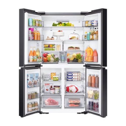 מקרר 4 דלתות 854 ליטר Samsung RF83DB9025BK זכוכית שחורה