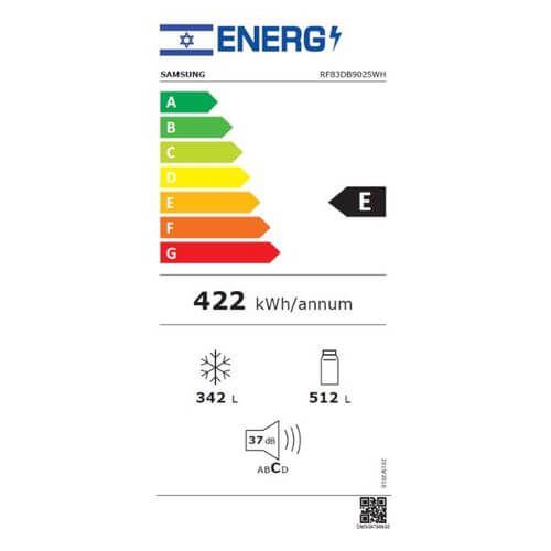 מקרר 4 דלתות 854 ליטר Samsung RF83DB9025BK זכוכית שחורה