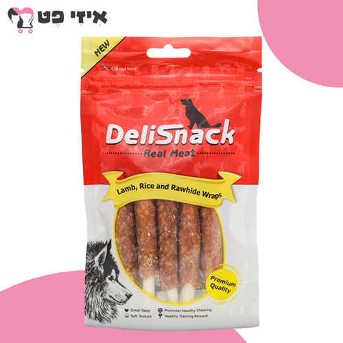 חטיף דליסנק מקלות בליפוף כבש לכלב 80 גרם DeliSnack