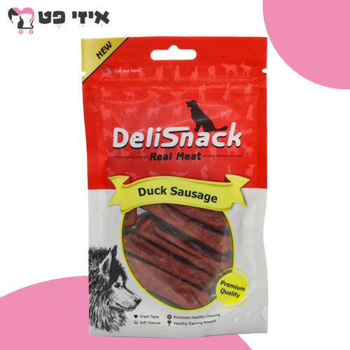 חטיף דליסנק נקניקיות ברווז לכלב 80 גרם DeliSnack
