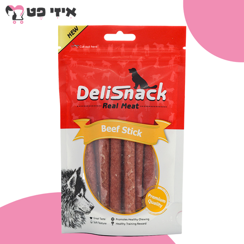 חטיף דליסנק רצועות בשר בקר לכלב 80 גרם DeliSnack