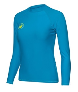 חולצת לייקרה איכותית נשים BODY GLOVE BASIC LYCRA LONG SLEEVE תכלת ,אריג אלסטי טכני ונוח מסנן קרינה ומגן מצריבת מדוזות