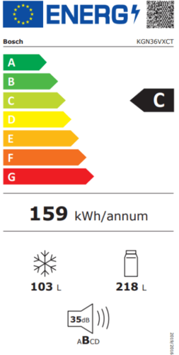 מקרר ‏מקפיא תחתון Bosch KGN36VXCT ‏321 ‏ליטר בוש