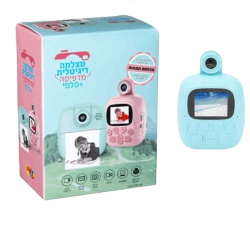 מצלמת ילדים מדפיסה עם עינית מסתובבת למצב סלפי