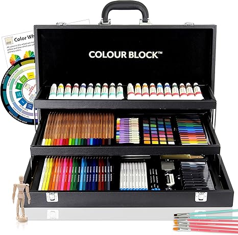  ערכת ציור משולבת במזוודת עץ, 181 חלקים MIXED MEDIA ART SET