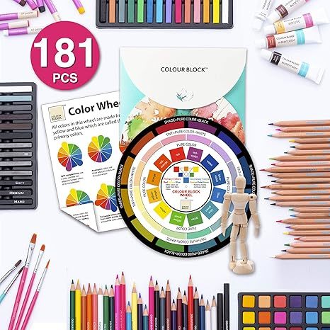  ערכת ציור משולבת במזוודת עץ, 181 חלקים MIXED MEDIA ART SET