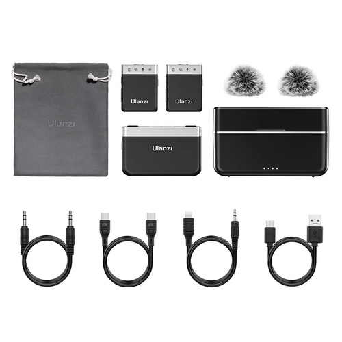 Ulanzi AM18 U-Mic מערכת מיקרופוני דש אלחוטית עם זוג משדרים למצלמות / מובייל