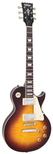 Vintage V100 Reissued Flamed Iced Tea Electric Guitar